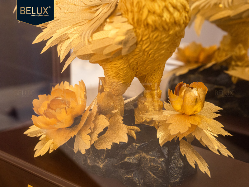 Tượng Gà Trống Đại Cát dát vàng 24k&nbsp;28x16x35cm